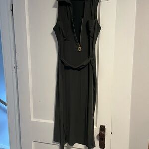 Michael Kors olive green Zip Midi Dress
